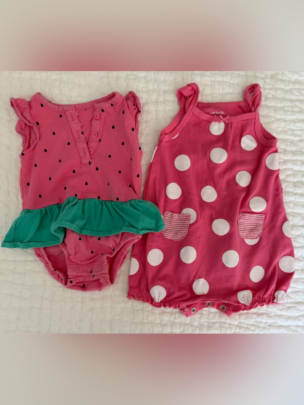 Carter's Bright Pink Infant Day Onesies, Set of Two, 6MO